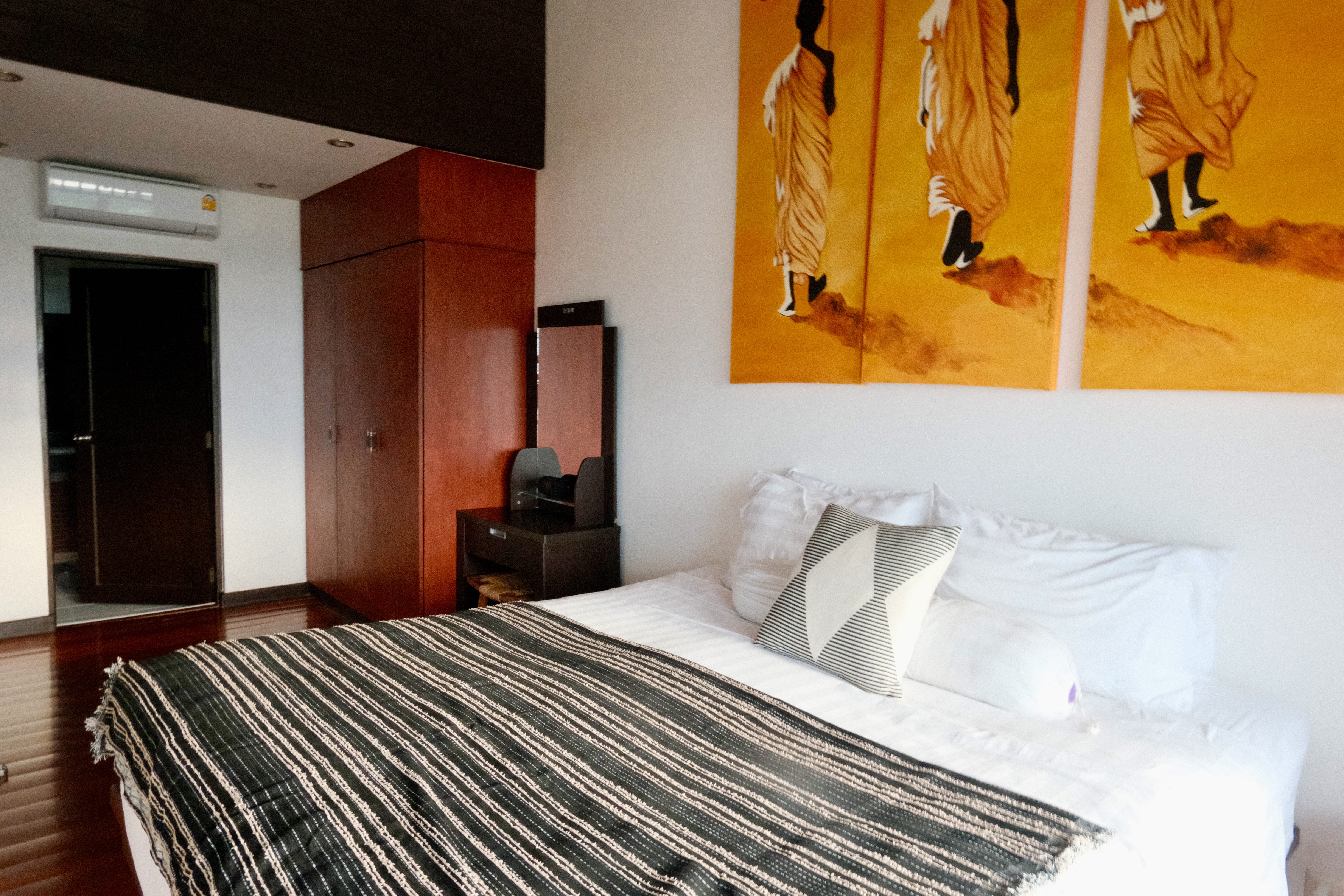 One of the bedrooms in the villa in Koh Samui, Thailand.
