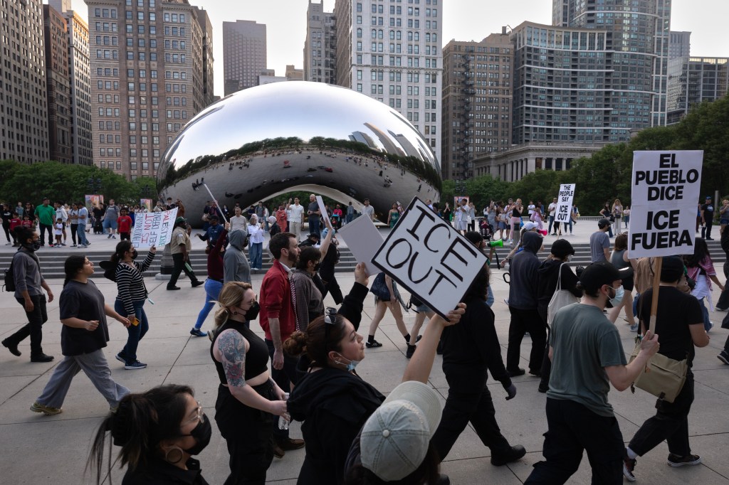 Protest against ICE immigration raids.