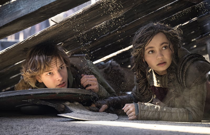 Mason Thames and Nico Parker in Universal Pictures’ live-action How to Train Your Dragon.