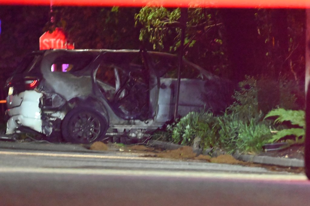 Damaged car after a fatal crash.