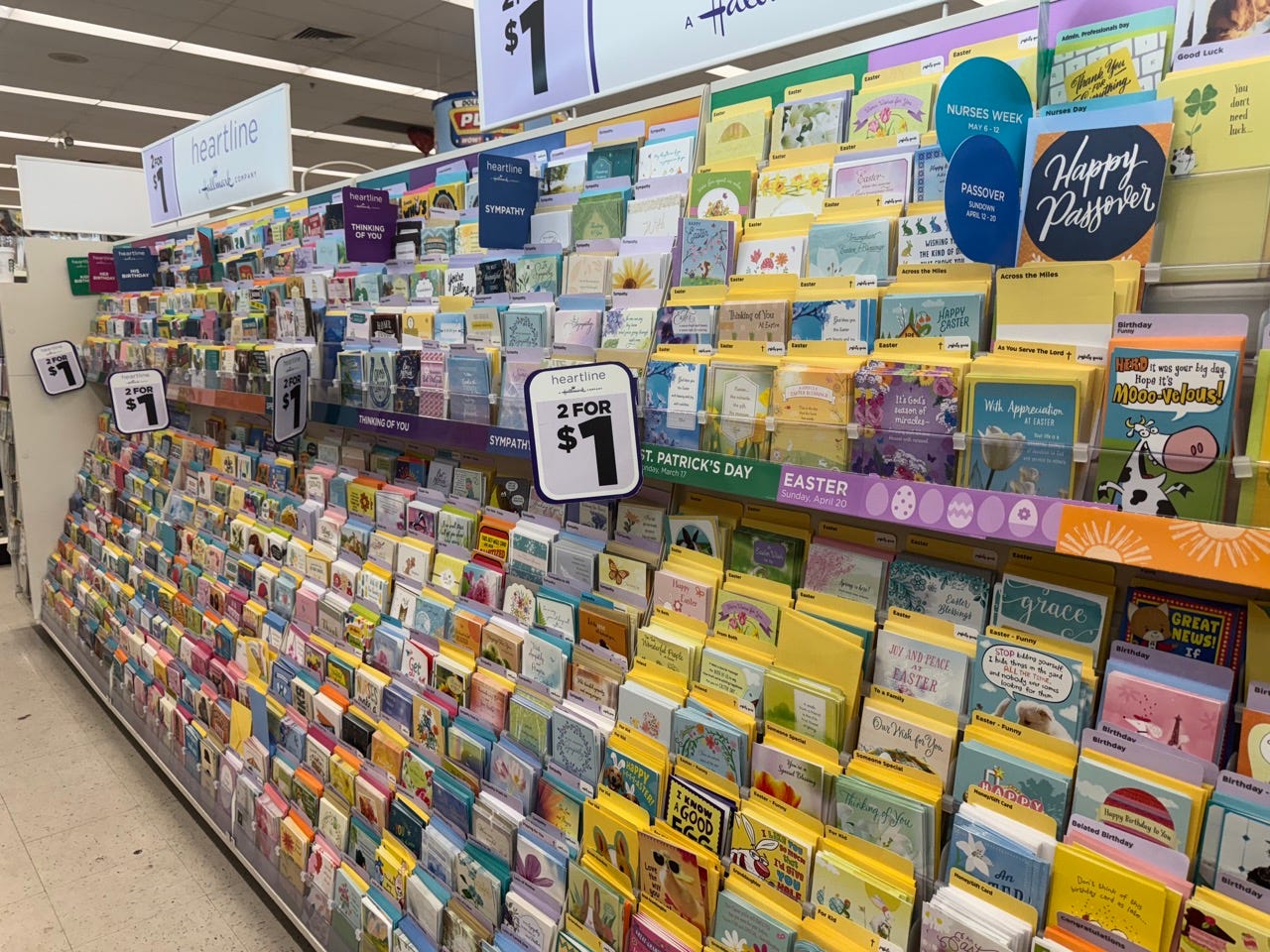 Greeting card aisle in Dollar Tree