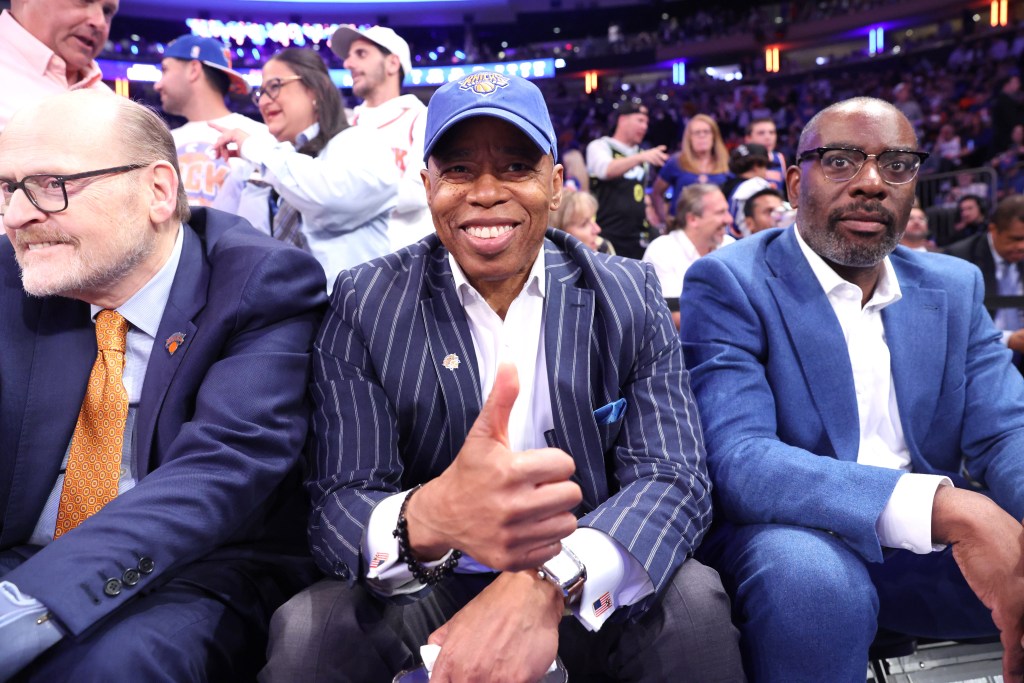 New York City Mayor Eric Adams at an NBA game.
