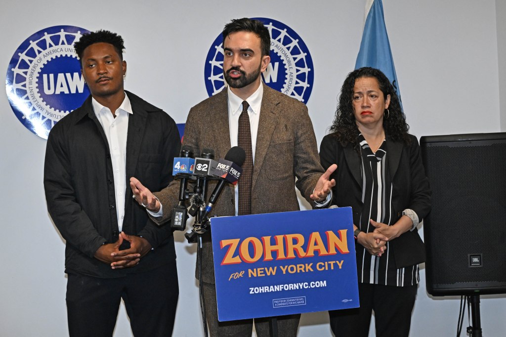 Zohran Mamdani at a press conference announcing his mayoral campaign.