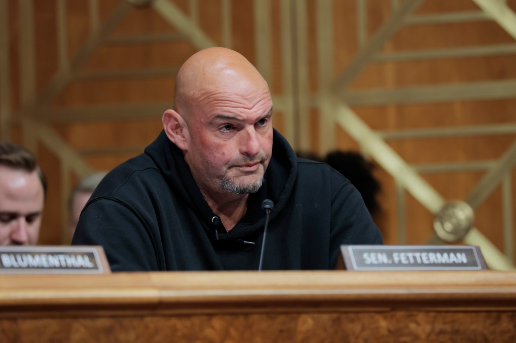 Senator John Fetterman at a Senate hearing.
