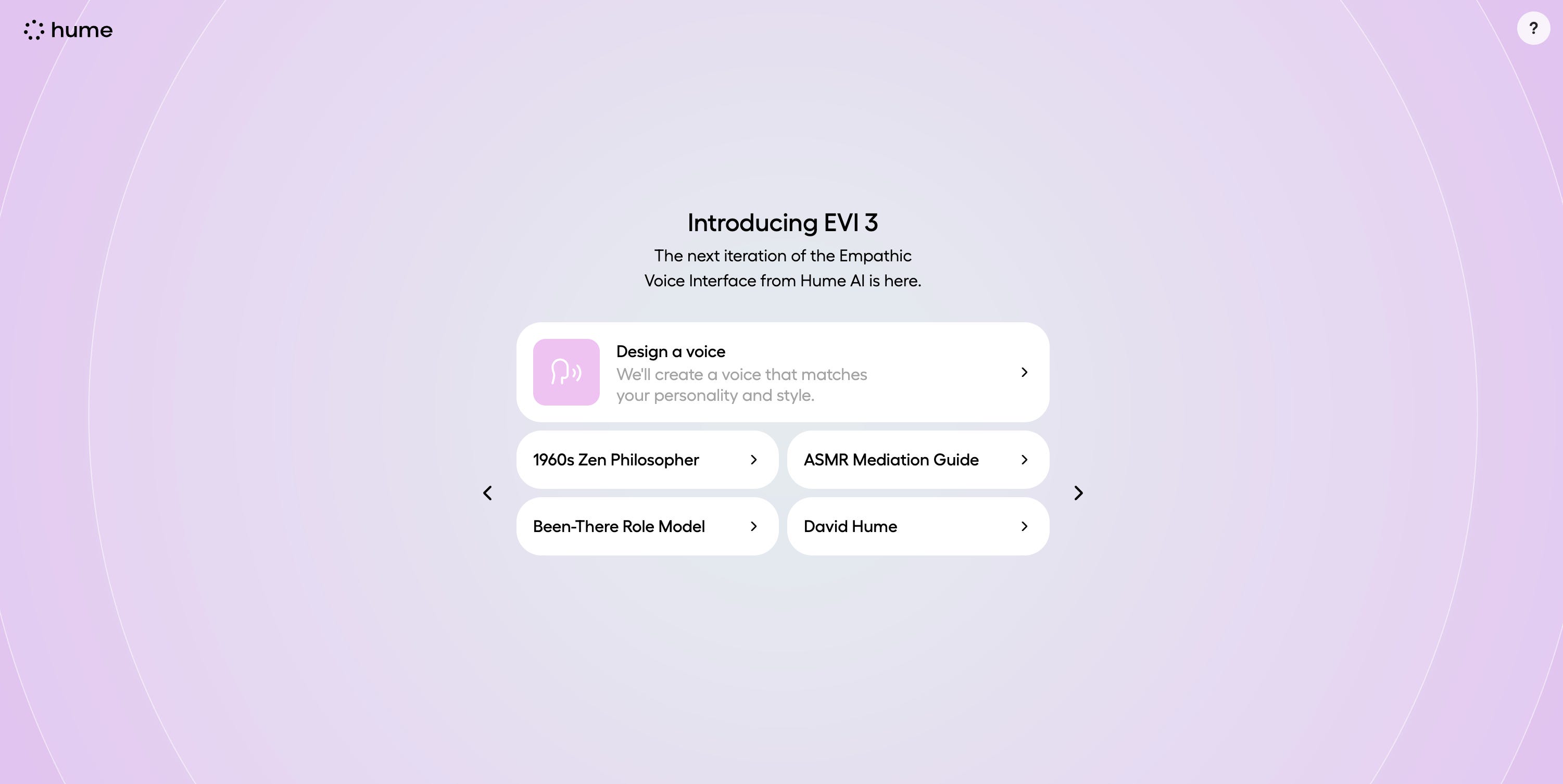 Hume AI interface