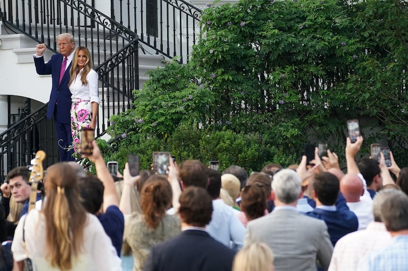U.S. President Donald Trump and first lady Melania Trump attend the Congressional Picnic at the White House.