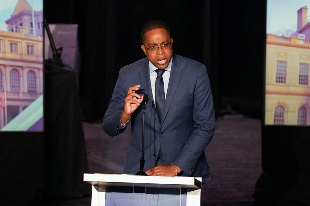 State Senator Zellnor Myrie speaking at a New York City mayoral debate.