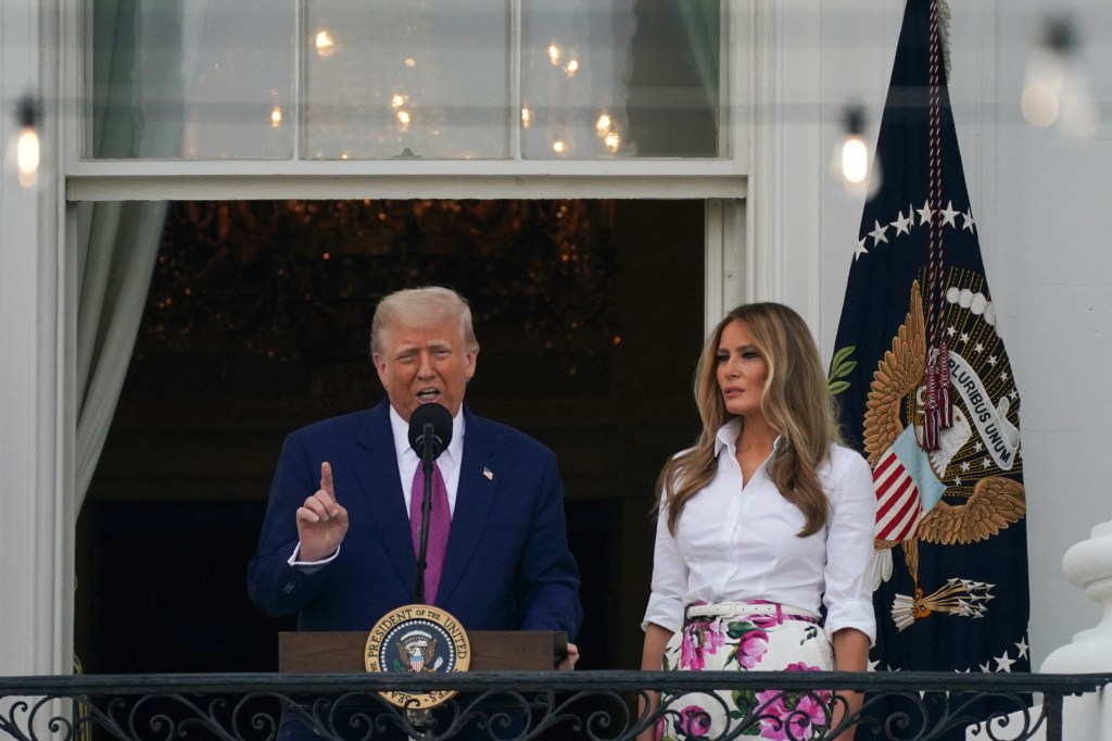 President Trump and Melania Trump at a White House Congressional Picnic.
