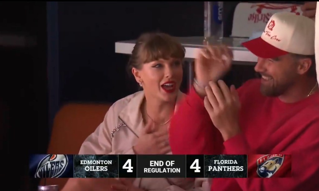 Taylor Swift and Travis Kelce at Thursday's Stanley Cup Finals