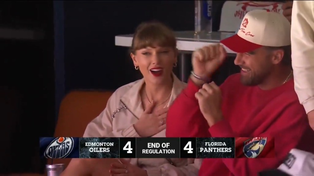 Taylor Swift and Travis Kelce at Thursday's Stanley Cup Finals