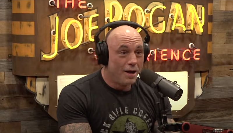 Podcast bro Joe Rogan has argued against banning Kanye West’s controversial new song about Hitler, stating that it is “kinda catchy.”