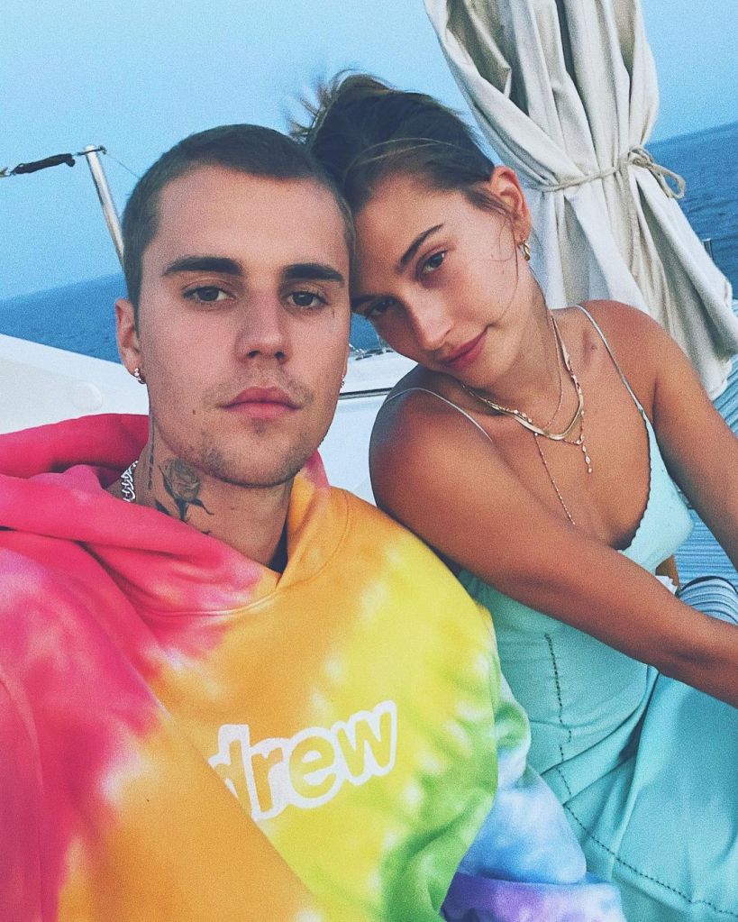 Justin Bieber and Hailey Bieber on a boat. 