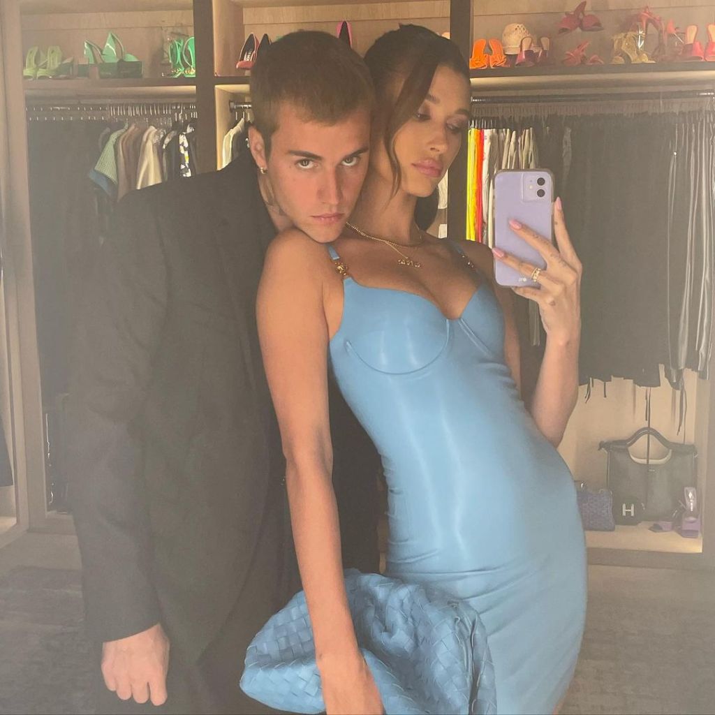 Justin Bieber and Hailey Bieber in a selfie. 
