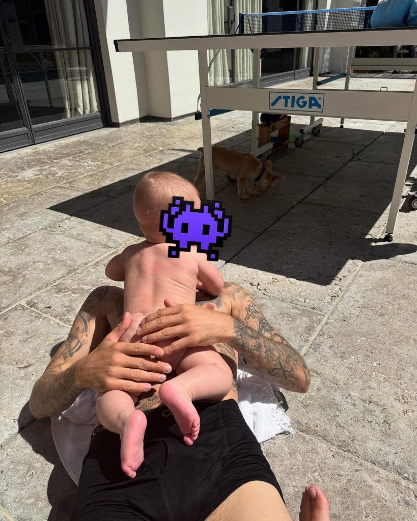 Justin Bieber with his son Jack Blues. 