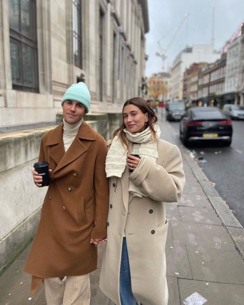 Justin Bieber and Hailey Bieber in London. 
