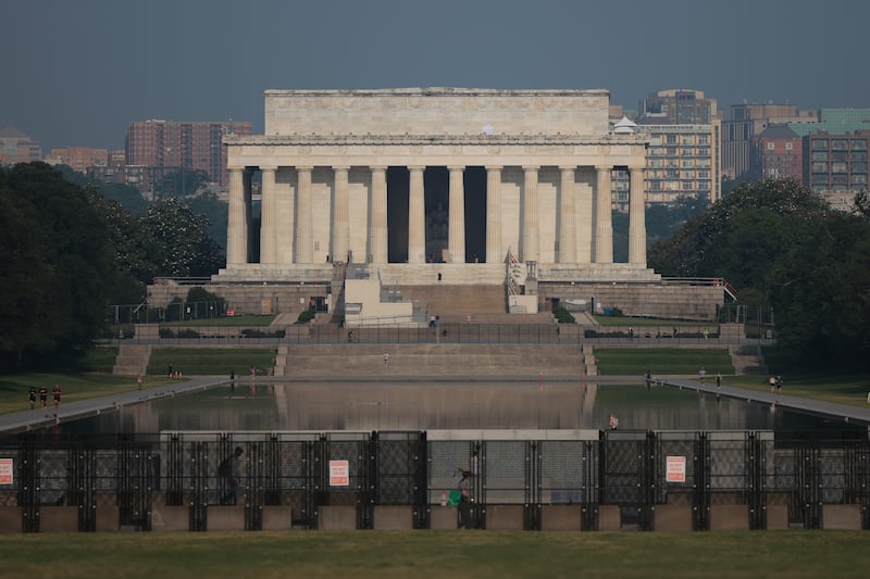 Security fencing was set up across Washington including near the Lincoln Memorial ahead of the Army's 250th birthday parade and celebration around the National Mall on June 13, 2025.