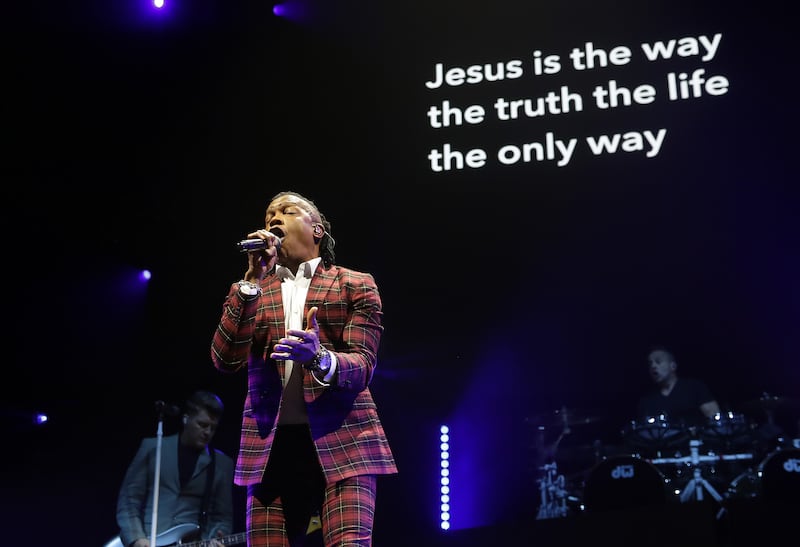 Michael Tait performs in Arizona in 2024.