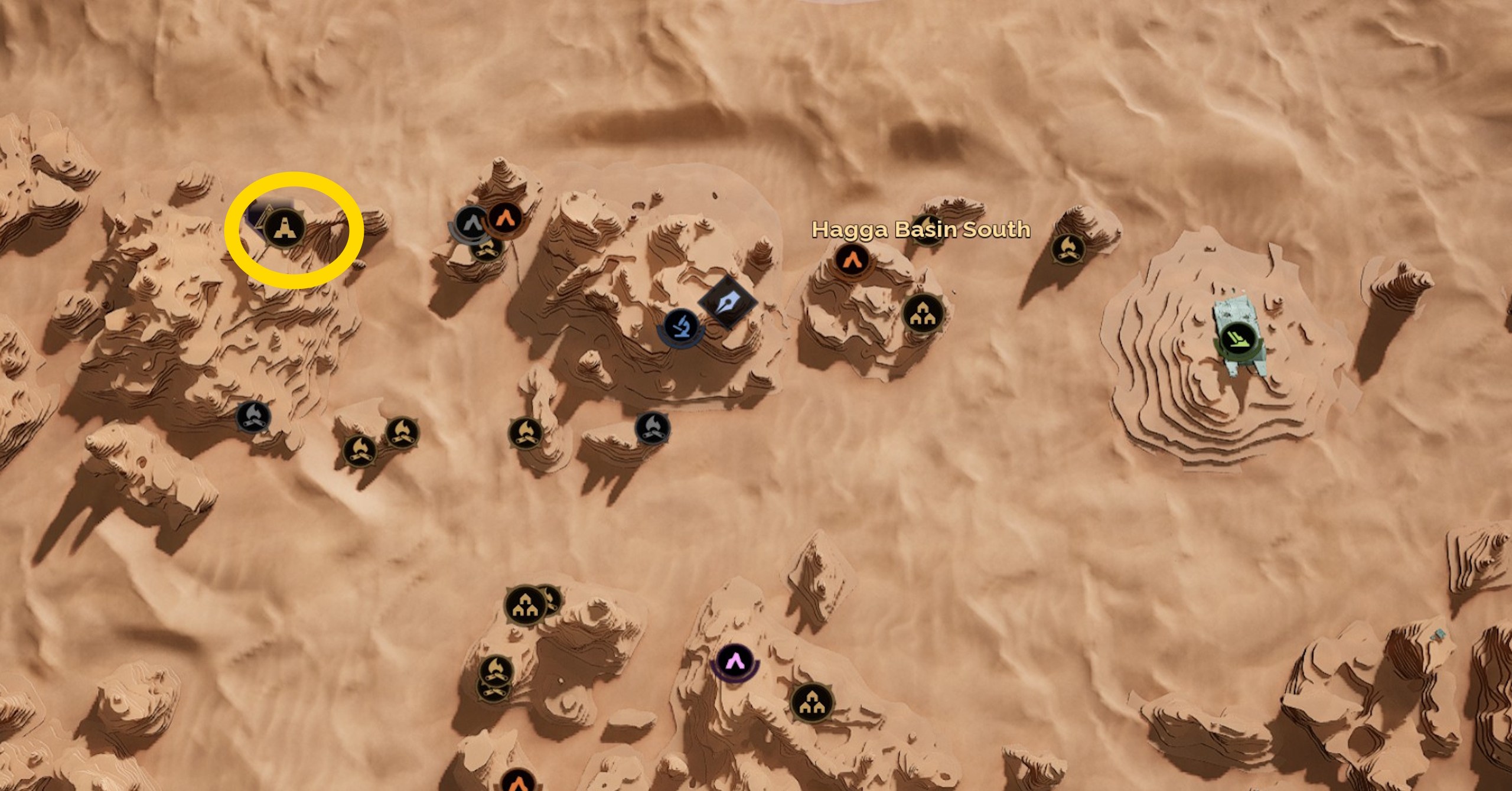 A map image showing where to find the Trooper trainer in Dune Awakening