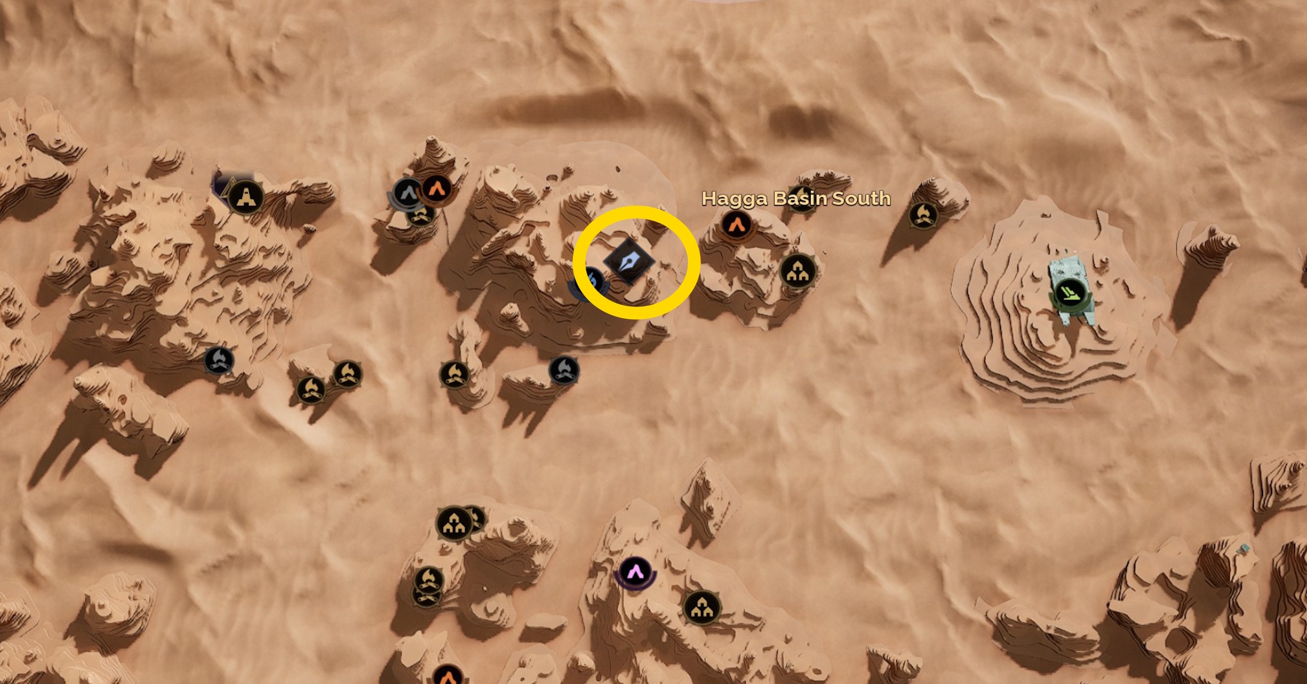 A map image showing where to find the Planetologist trainer in Dune Awakening