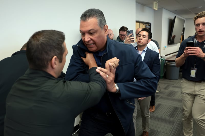 Senator Alex Padilla clearly identified himself as a senator before he was dragged out of the room.