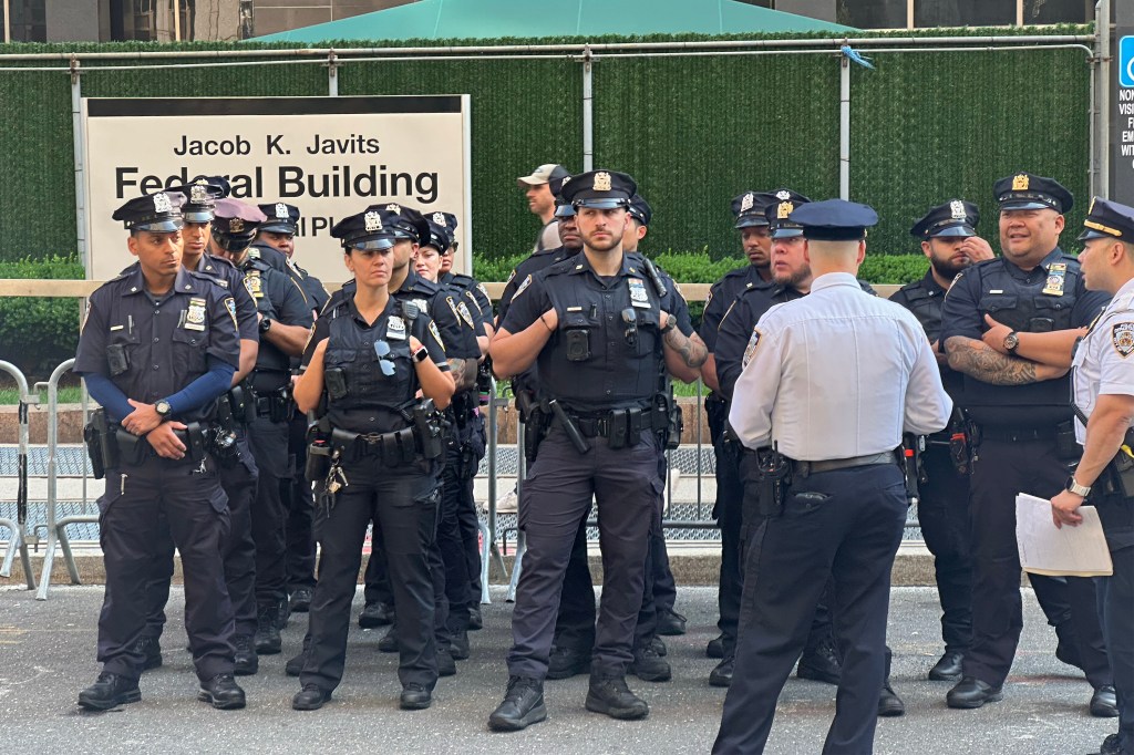 NYPD meeting at 26 Federal Plaza early wednesday morning, after protests. 