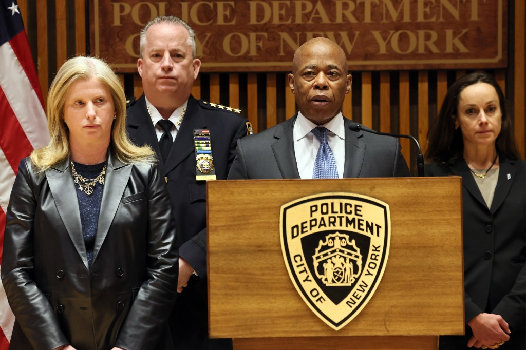 Mayor Eric Adams, Police Commissioner Jennifer Tisch and officials announcing security preparations for any demonstrations. 