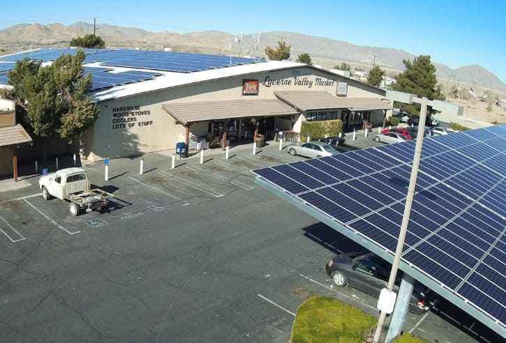 An aerial photo shows the Lucerne Valley Market