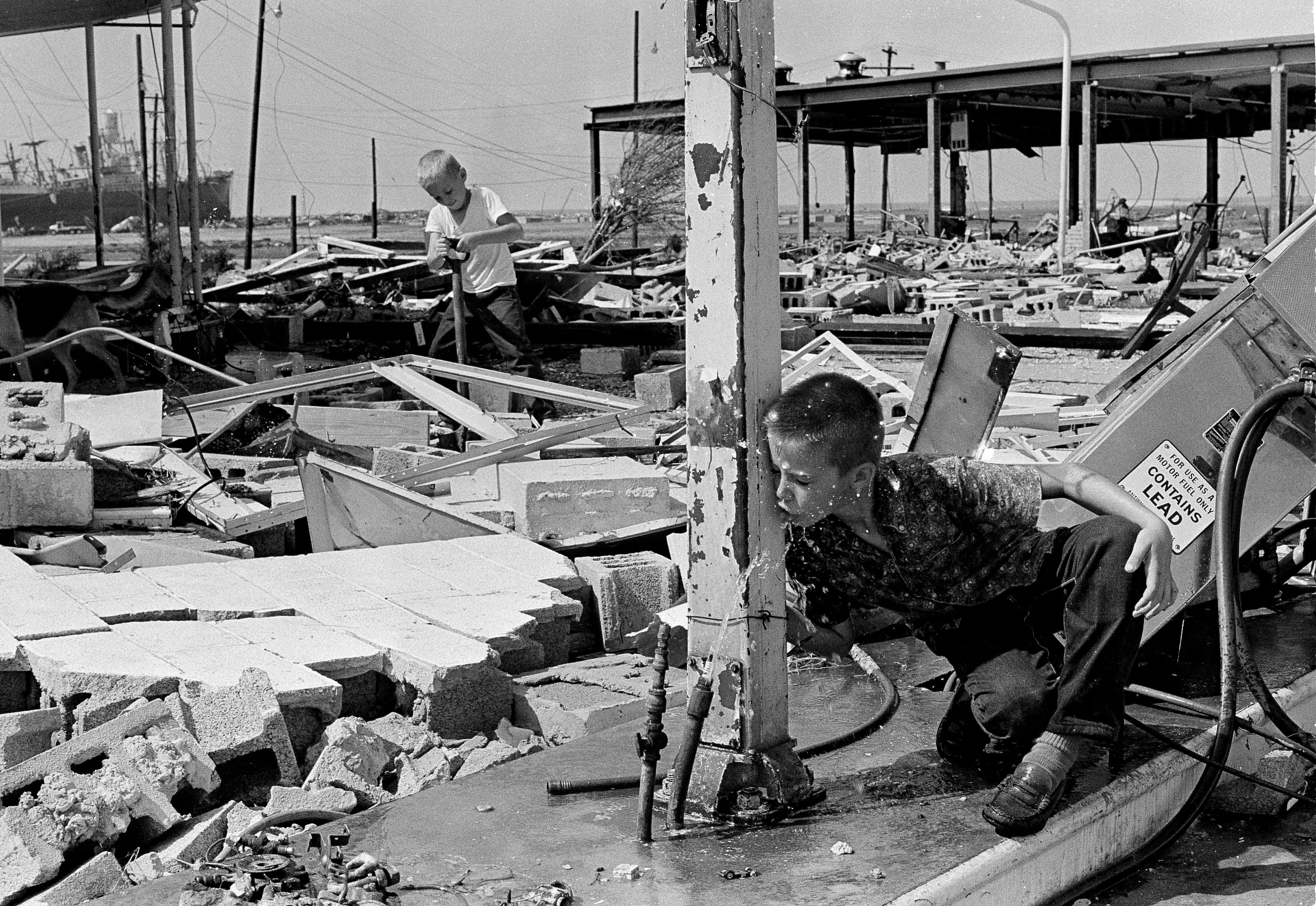 An 11-year-old Carl Wright in the aftermath of Camille.