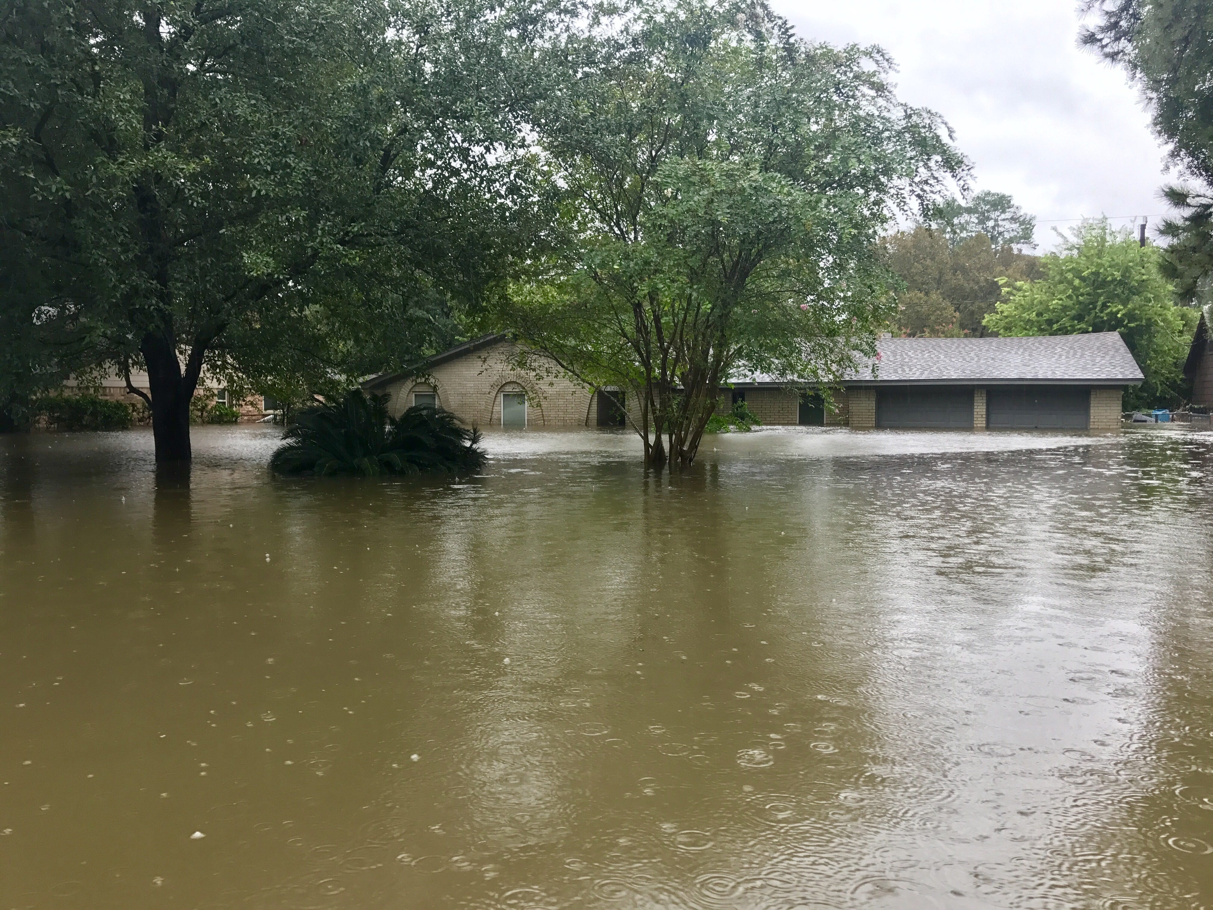 A flooded neighborhood in Texas during Hurricane Harvey