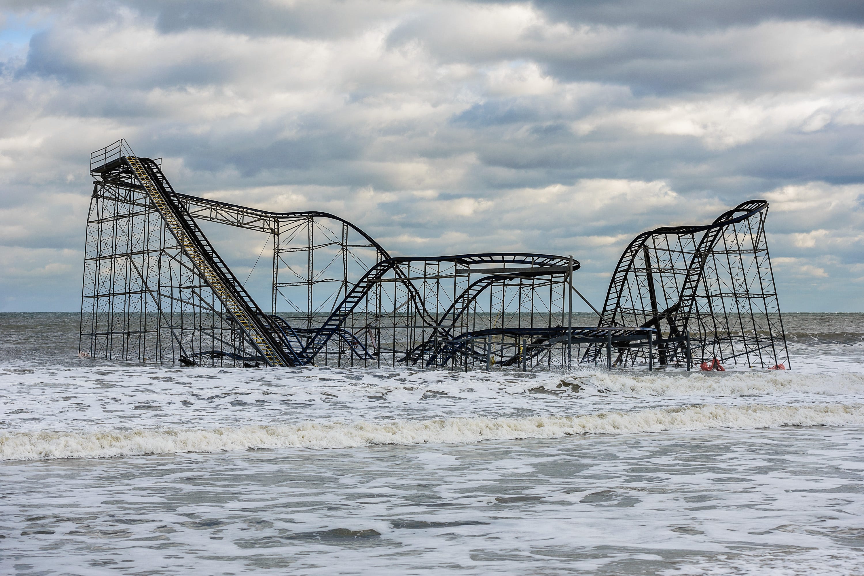 The Jet Star roller coaster in the Atlantic Ocean after Hurricane Sandy