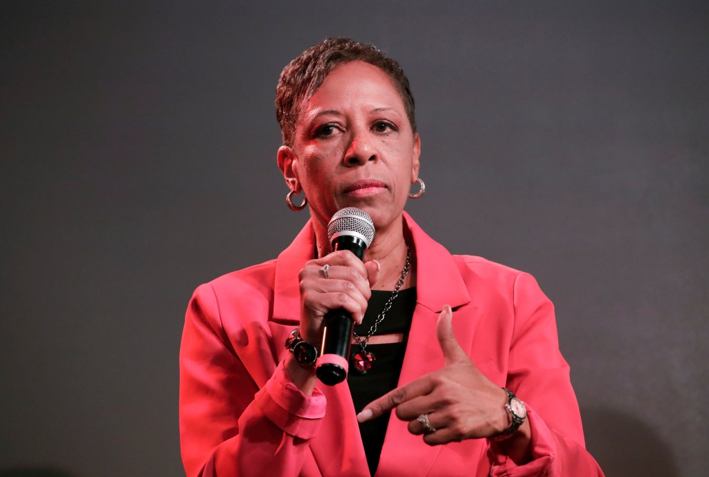 Adrienne Adams speaking at a mayoral forum.