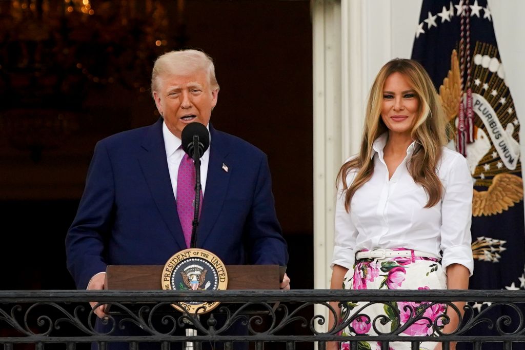 President Trump and Melania Trump at a White House Congressional picnic.