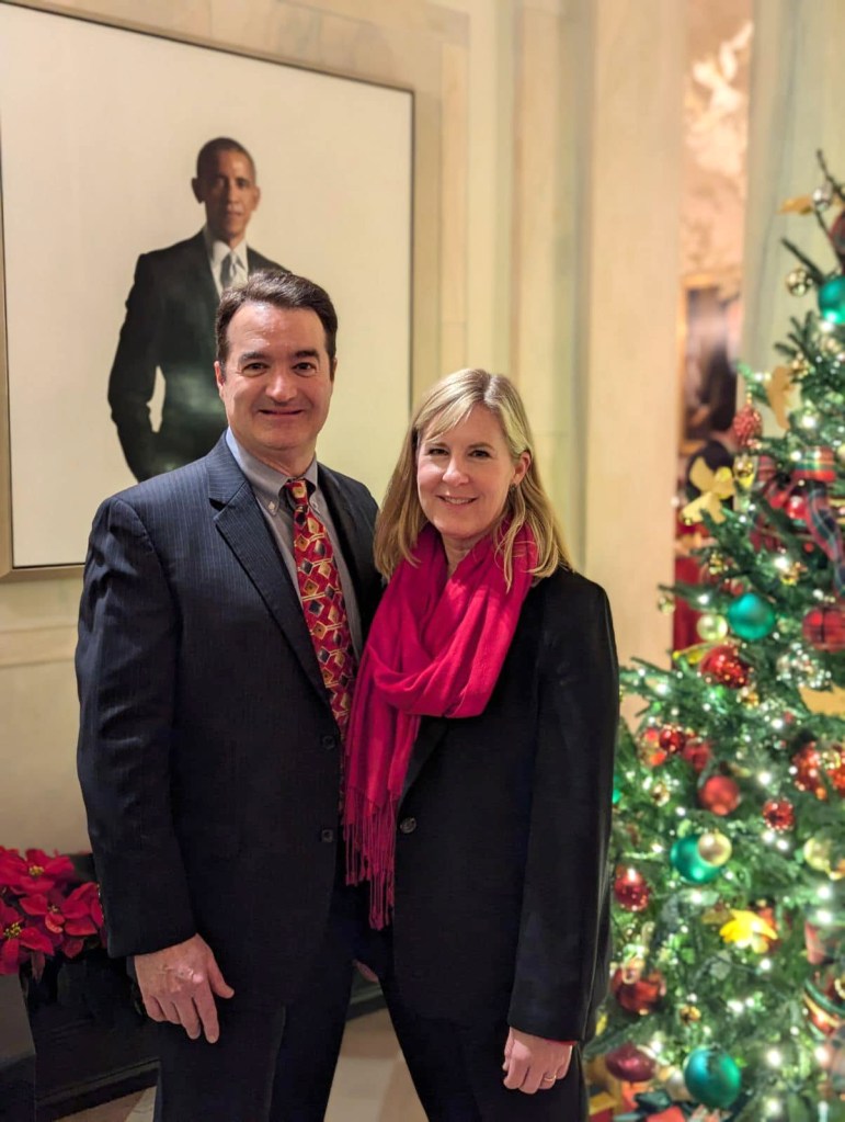 Minnesota Rep. Melissa Hortman and her husband at the White House Christmas party.