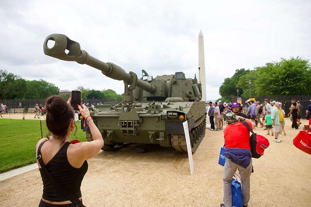 A tank on display on the National Mall.