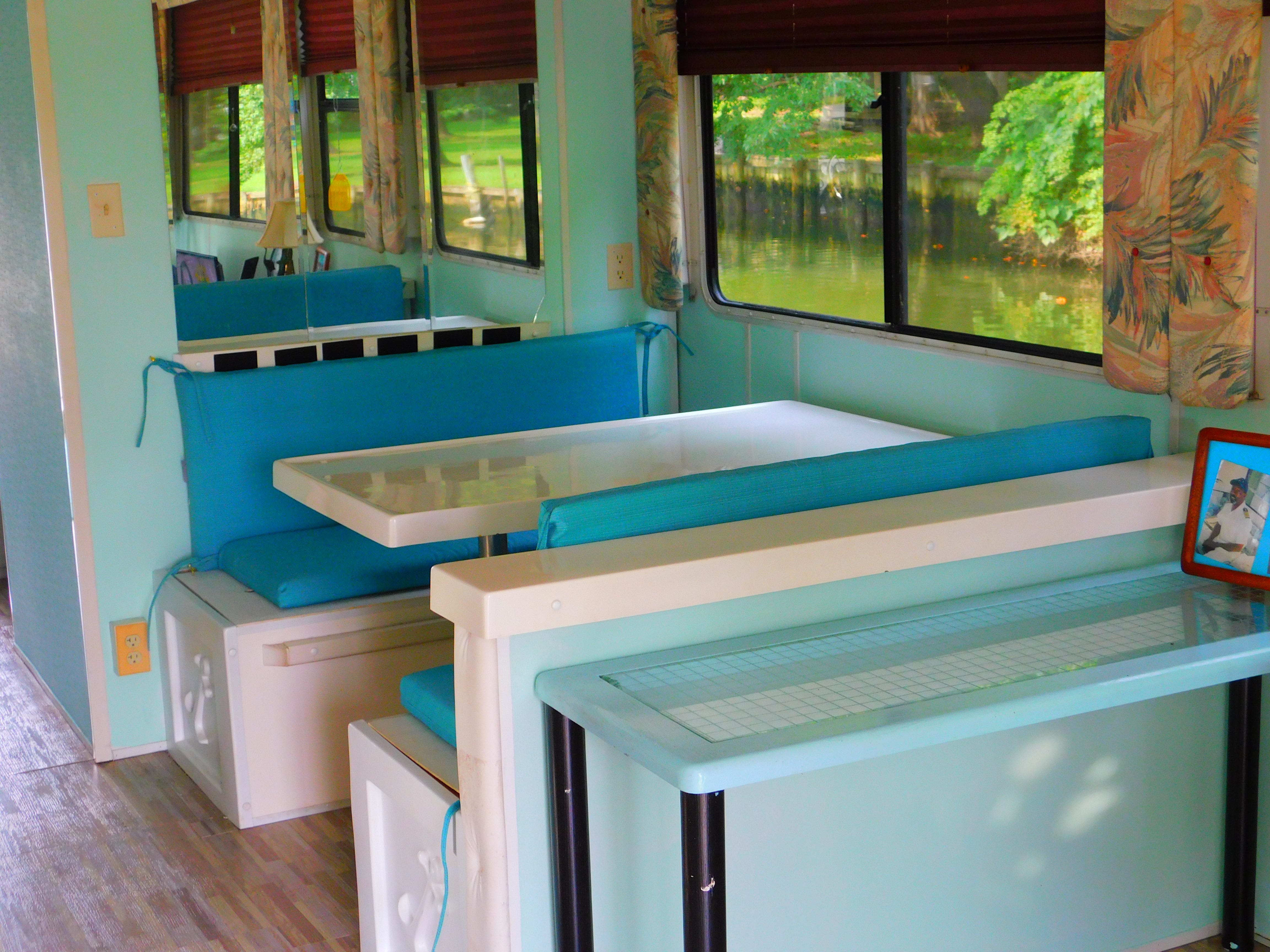 blue dining booth