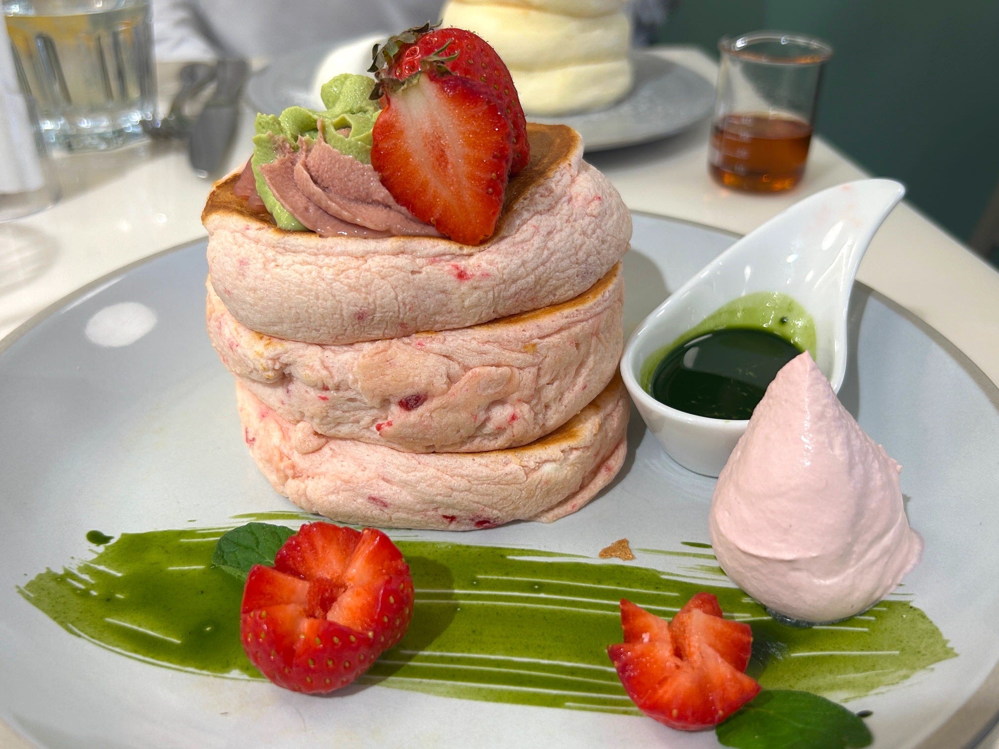 Sakura pancakes from Micasadeco&Cafe in Tokyo