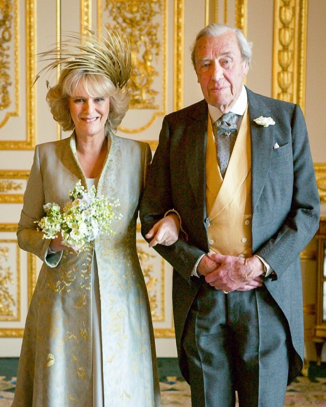 Queen camilla and her father on her wedding day