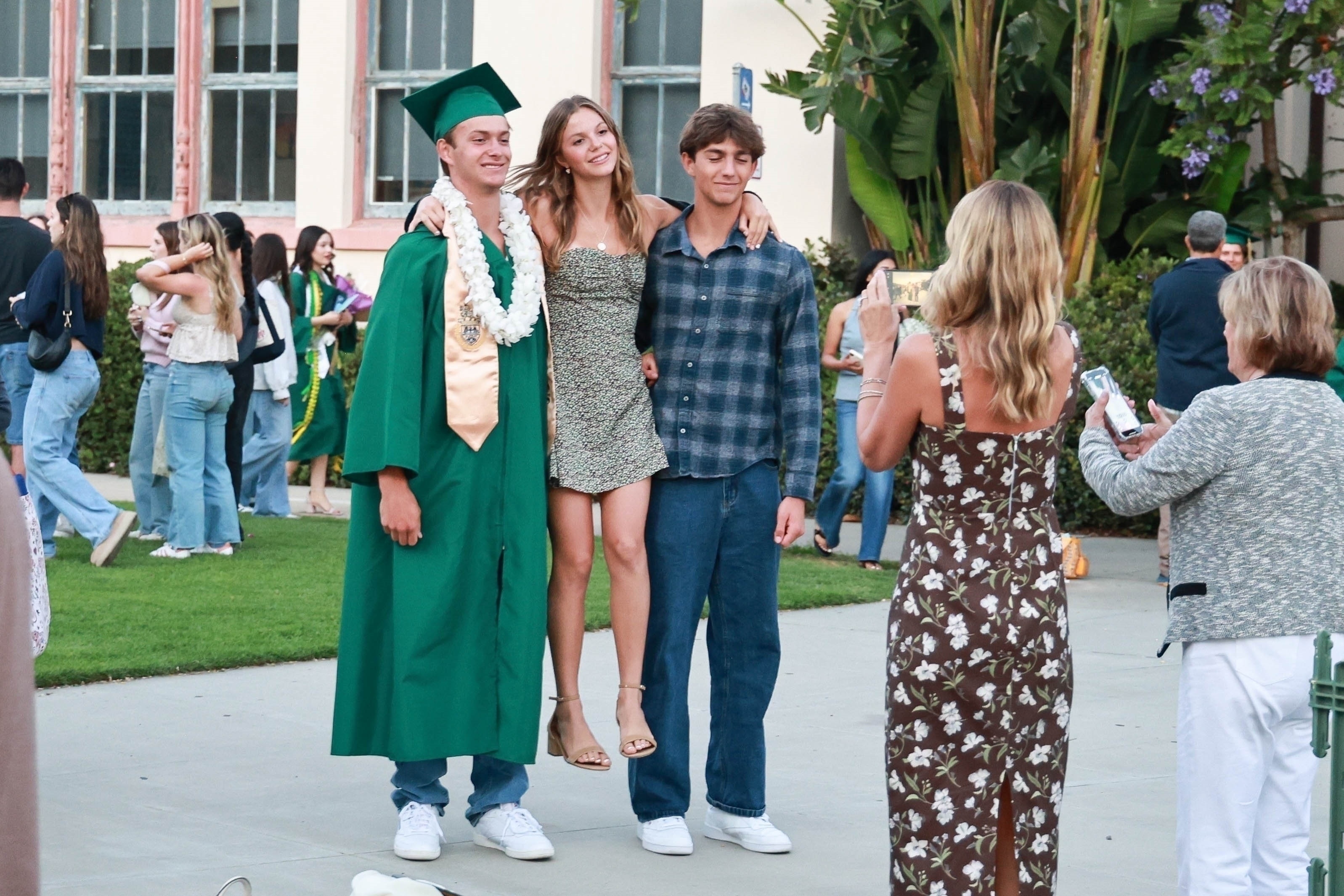 Christine Baumgartner and her kids at Cayden's graduation