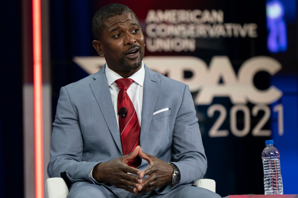 Jack Brewer speaking at the Conservative Political Action Conference (CPAC) 2021.