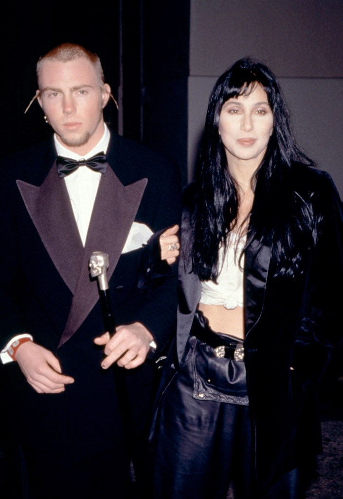 Elijah Blue Allman and his mother American singer and actress Cher attend the 5th Annual Fire and Ice Ball to Benefit Revlon UCLA Women Cancer Center on December 7, 1994 at the 20th Century Fox Studios in Century City, Calif