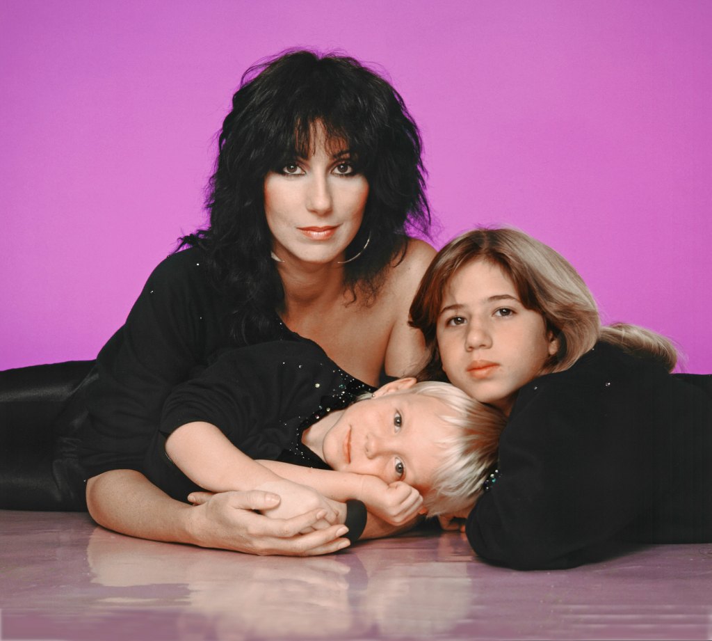 Cher with children Chastity Bono and Elijah Blue Allman poses for a portrait in 1980 in Los Angeles, Calif