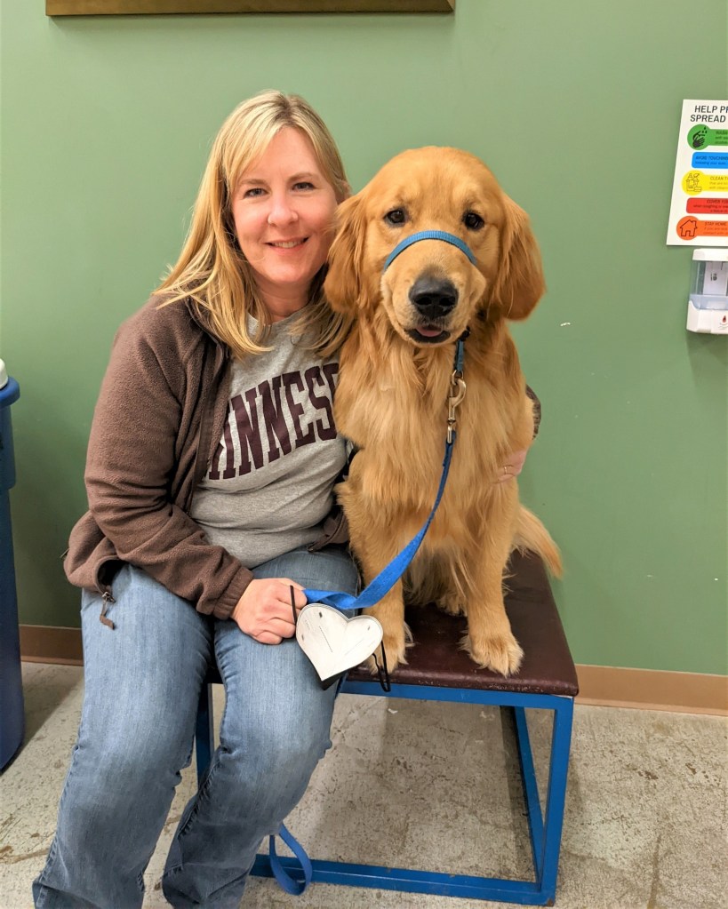 Minnesota Rep. Melissa Hortman with her Golden Retriever.