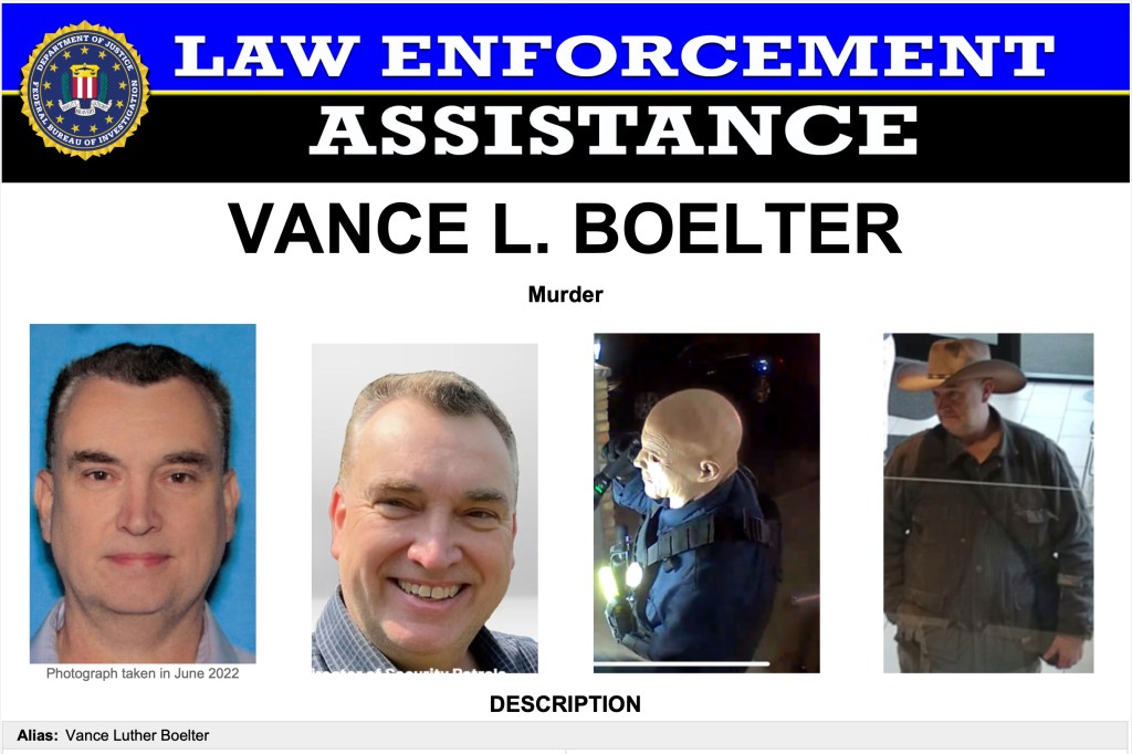 FBI Law Enforcement Assistance poster for Vance L. Boelter, wanted for murder.