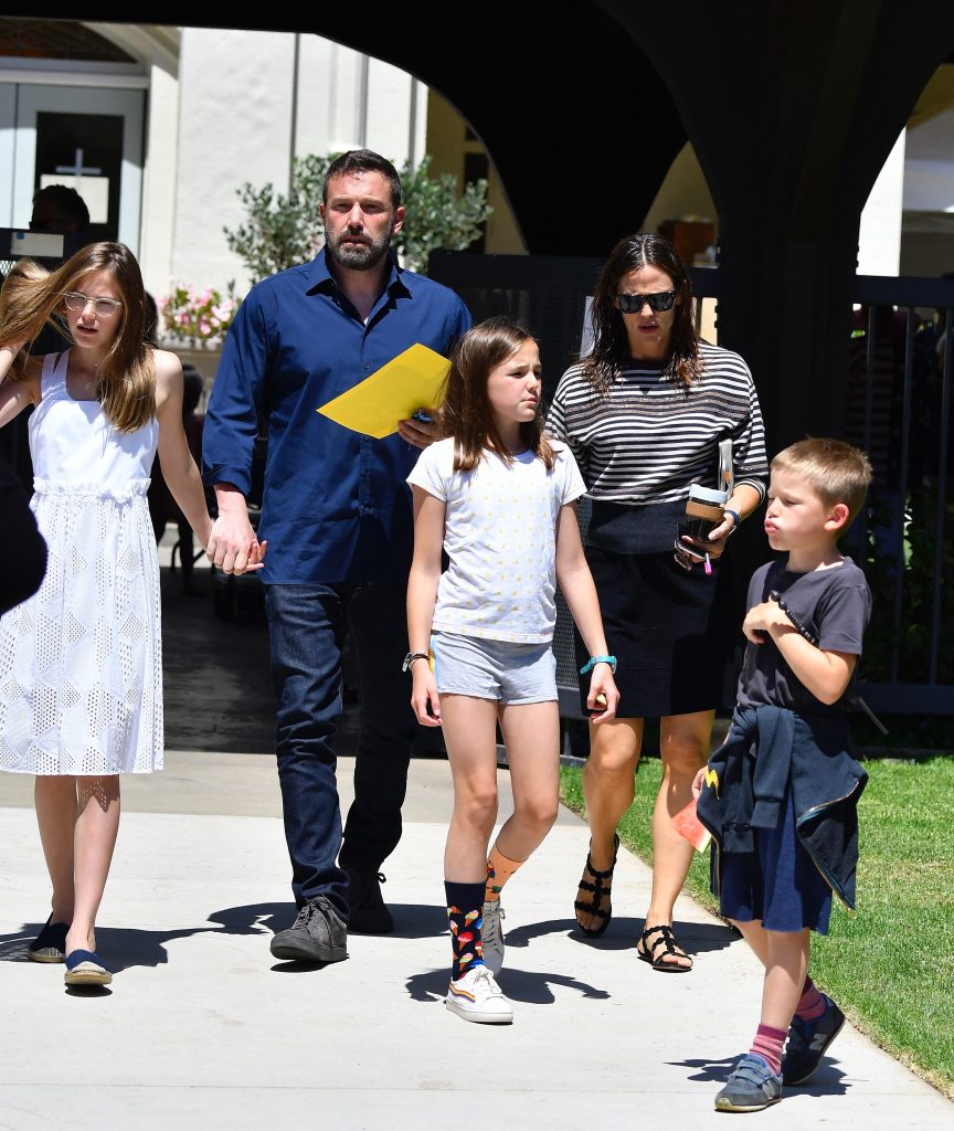 Ben Affleck and Jennifer Garner at church with their kids