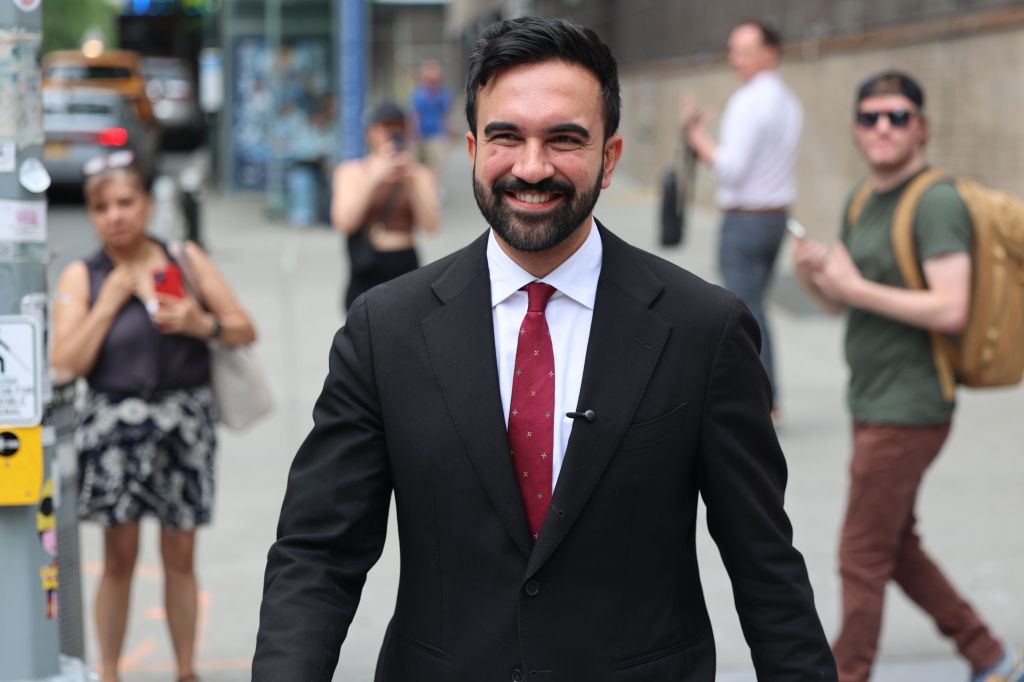 NYC Mayoral Candidate Zohran Mamdani marches to the final debate at John Jay College of Criminal Justice in New York City on Thursday, June 12, 2025.