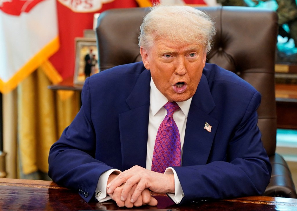 President Trump speaking at the White House.