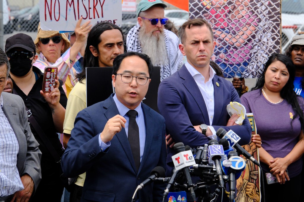 Press conference at Delaney Hall Detention Facility.