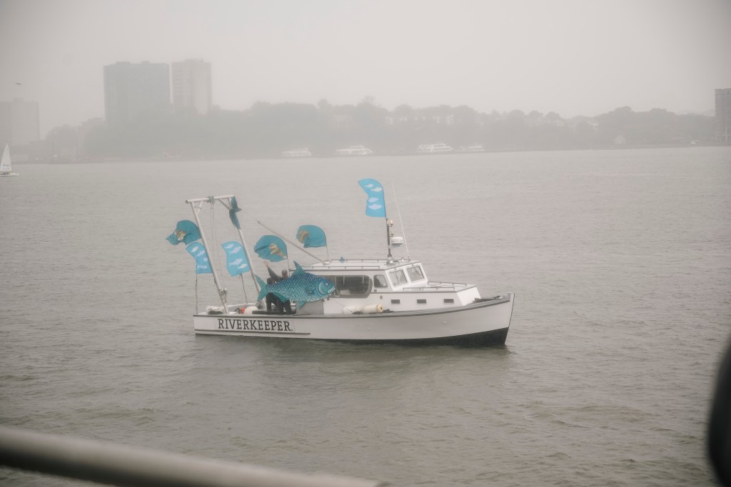 Another boat in the migration floatilla at Pier 64.