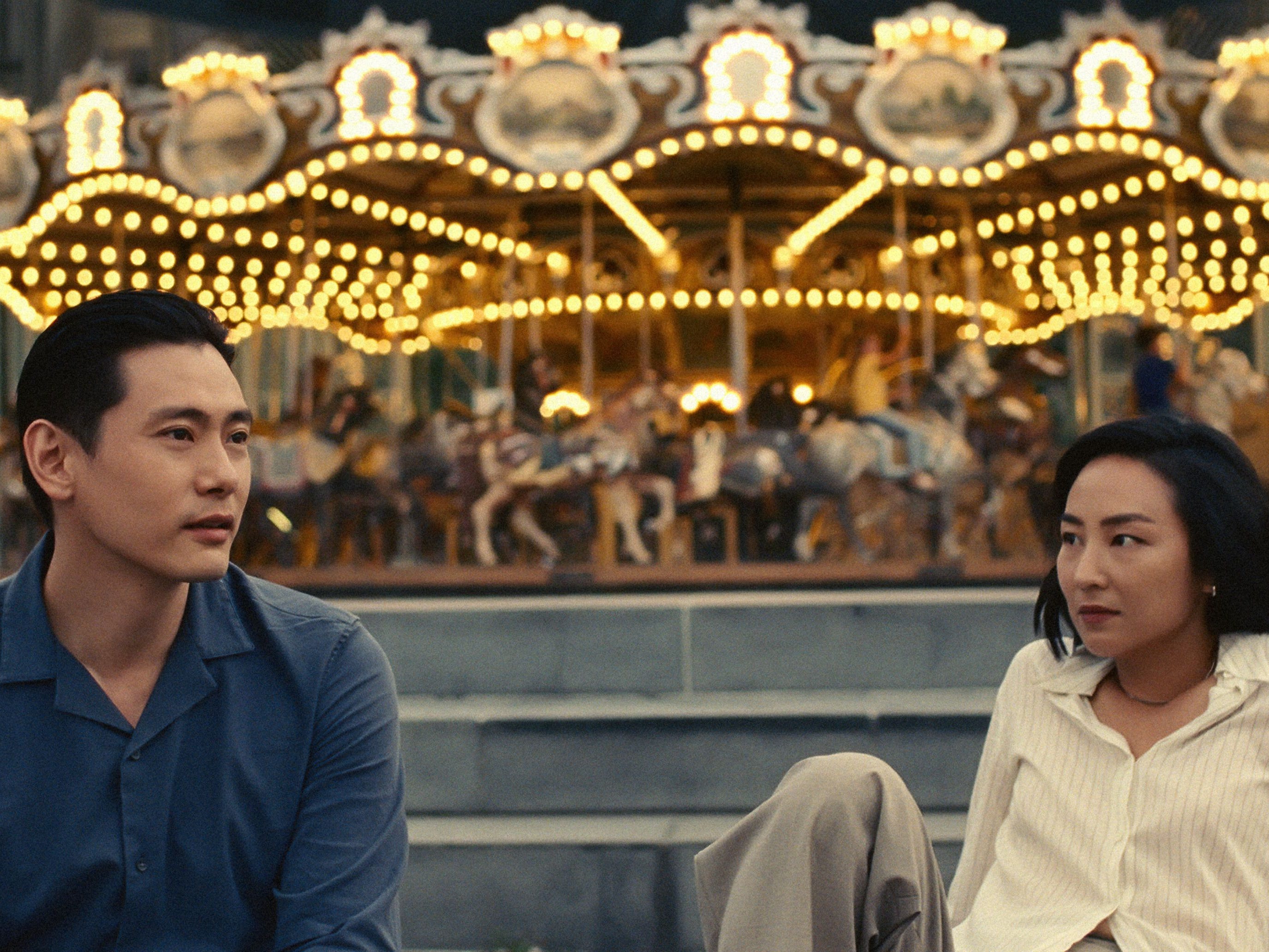 Teo Yoo and Greta Lee in "Past Lives."
