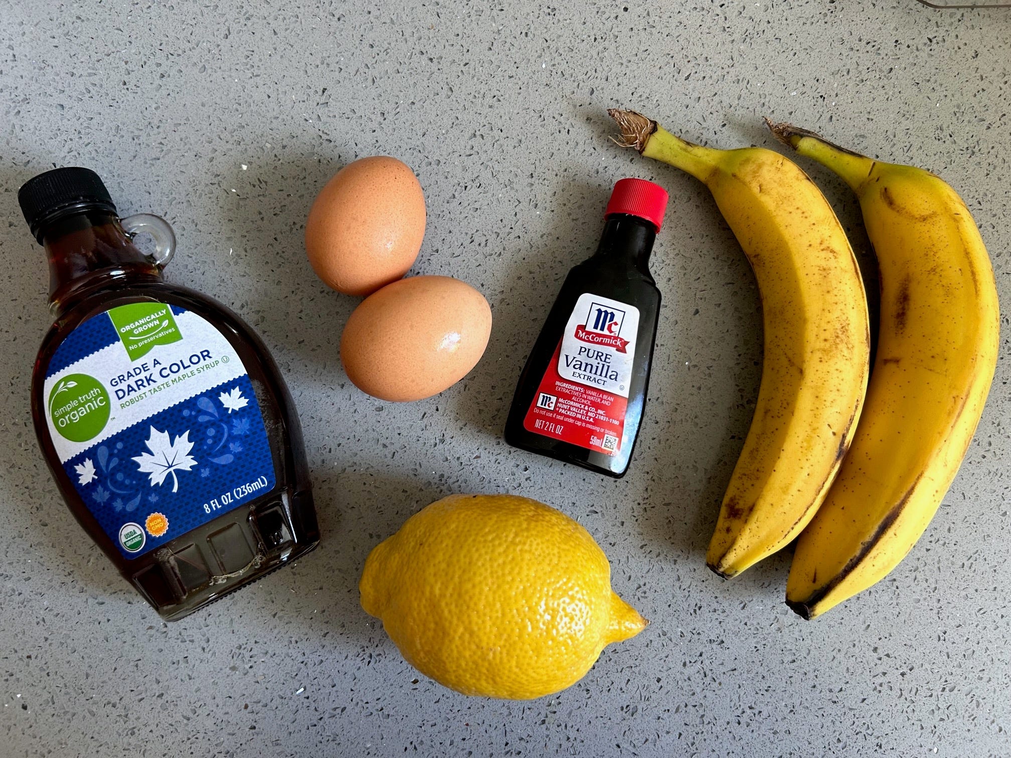 Ingredients for Ina Garten's Banana Pancakes